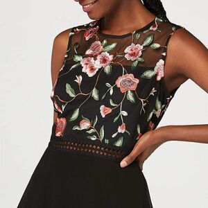 🌹 Embroidered Roses Romantic Classy Flowy Little Black Dress NWT